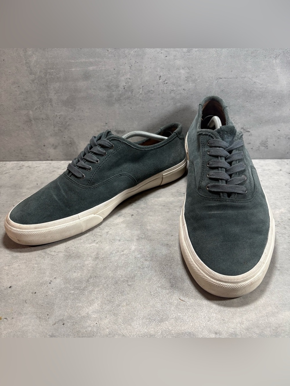 Frye‎ Ludlow Mens 12 Sneakers Canvas Green Leather Suede Lace Up Casual Shoes
